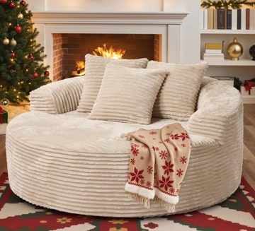 Wide Oversized Round Chaise Lounge Chair Cloud Large Circle Chair With Plush Upholstered