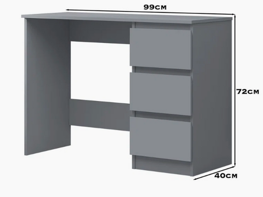 Stora Sleek 3-Drawer Dressing & Work Desk in Matt Dark Grey